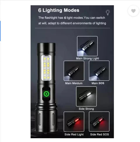 X-BALOG LED Torch | 2-Hour Backup | Type-C Charging | Rechargeable Lithium Battery | USA Lot
