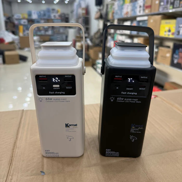 Kamal Foldable LED Power Banks – 30000mAh / 80000mAh / 130000mAh Fast Charging