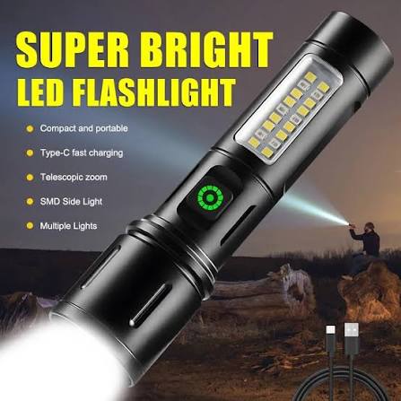 X-BALOG LED Torch | 2-Hour Backup | Type-C Charging | Rechargeable Lithium Battery | USA Lot